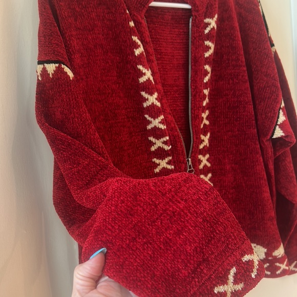 Vintage Y2K Wool Dia North of Boston Zip Up Cardigan Knit Sweater Red sz M EUC - Picture 7 of 17